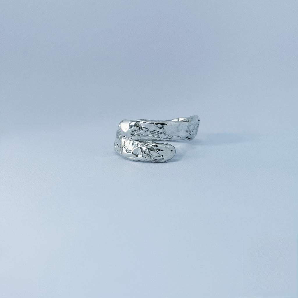 Molten Silver Twist Ring Size M 1/2