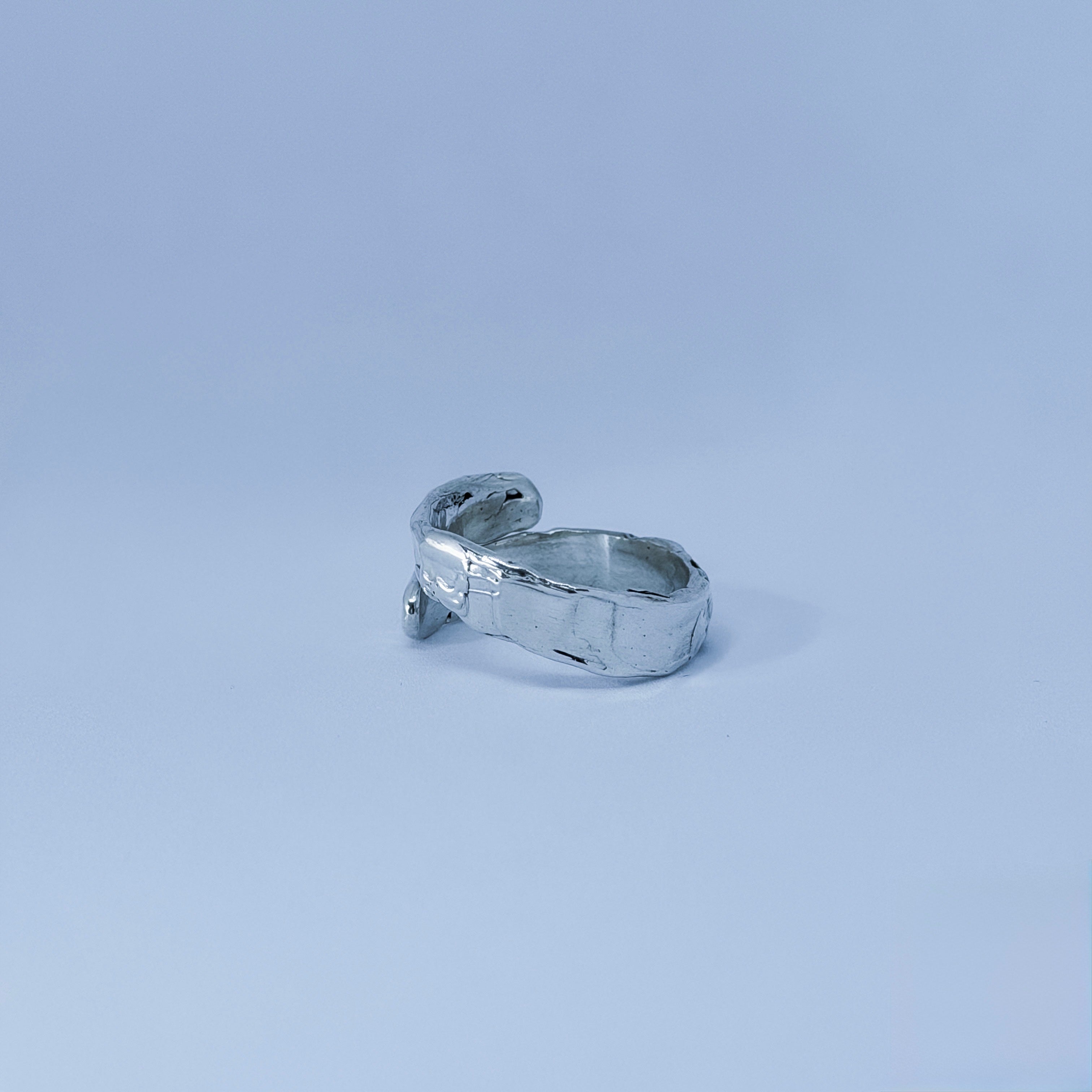 Molten Silver Twist Ring Size M 1/2