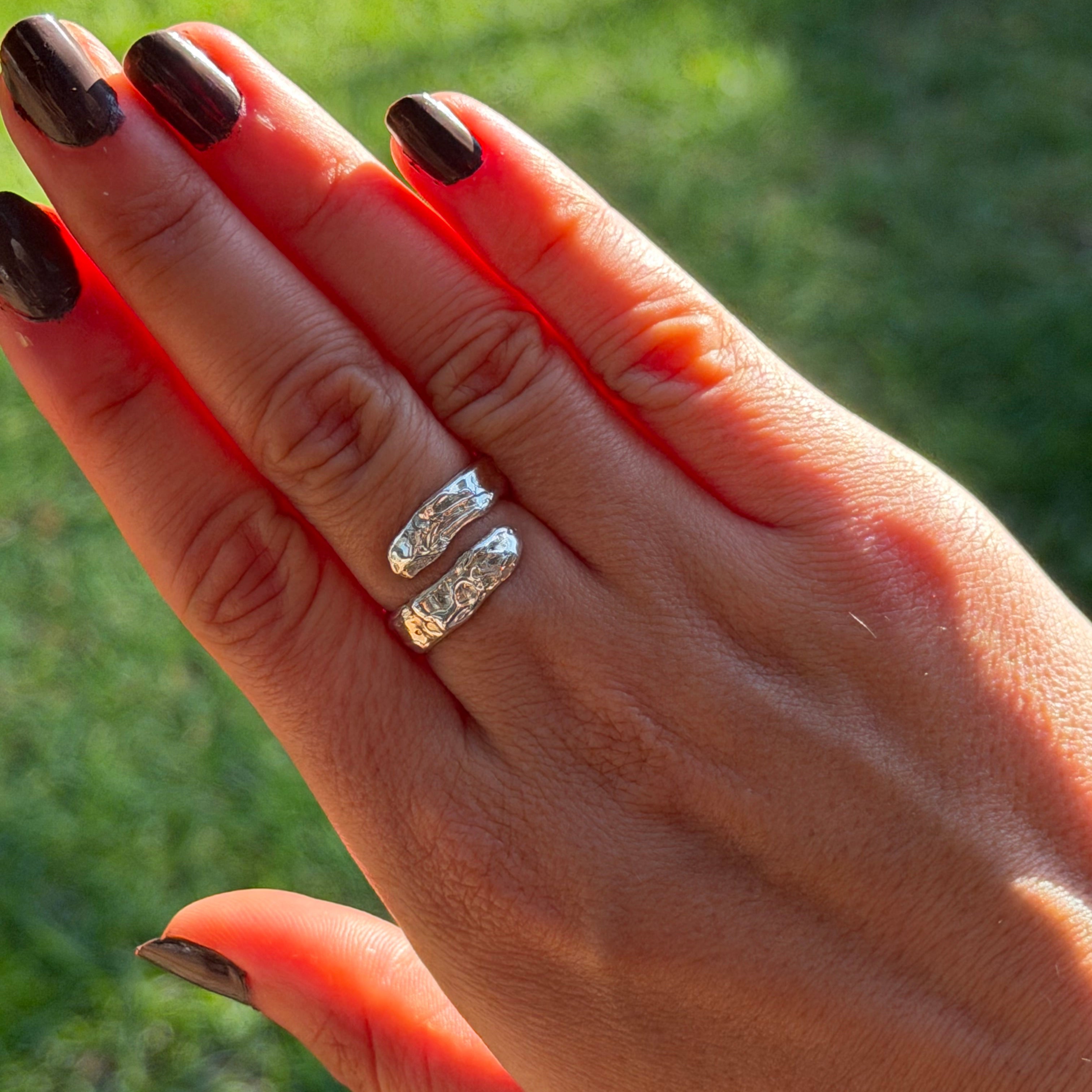 Molten Silver Twist Ring Size M 1/2