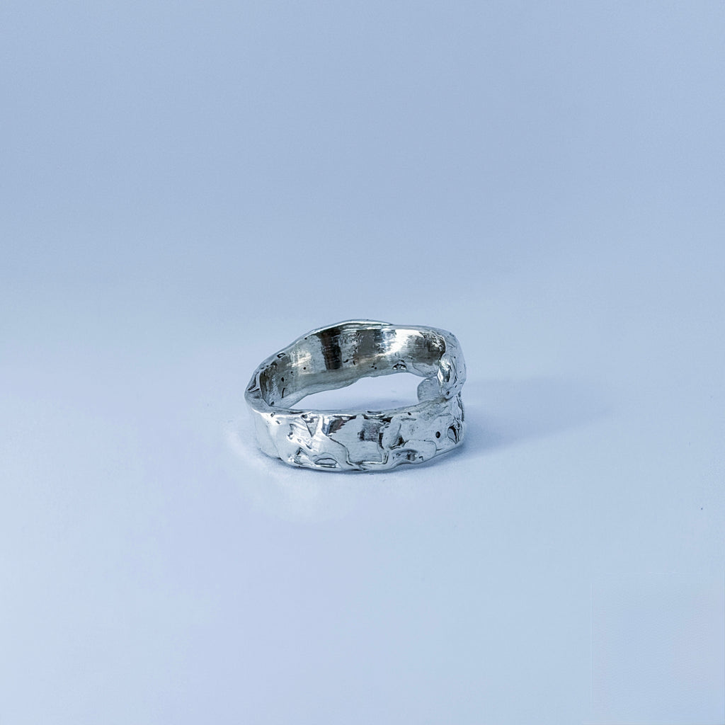 Molten Silver Twist Ring Size M 1/2