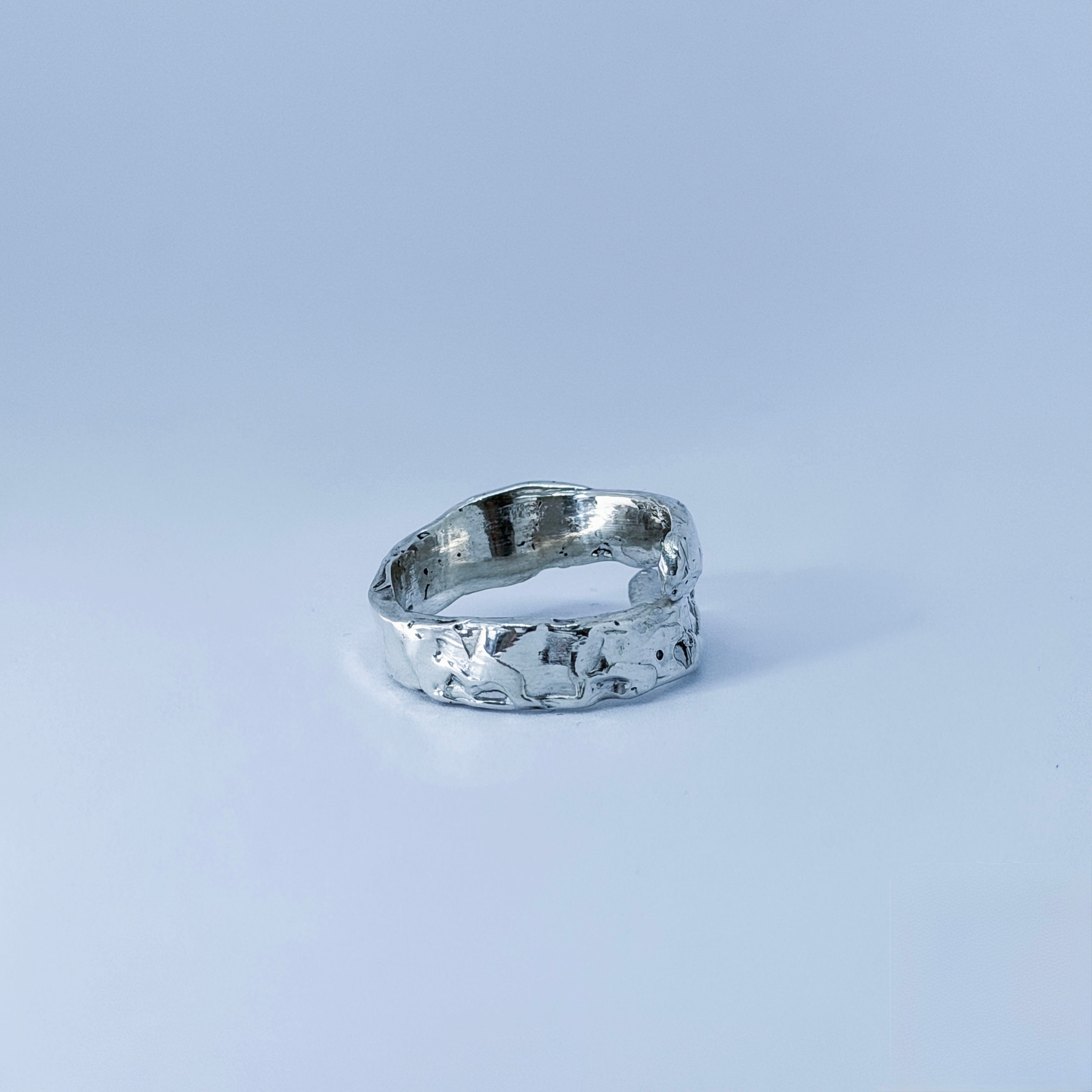 Molten Silver Twist Ring Size M 1/2
