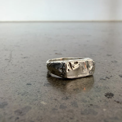 Textured Signet Ring Size M 1/2