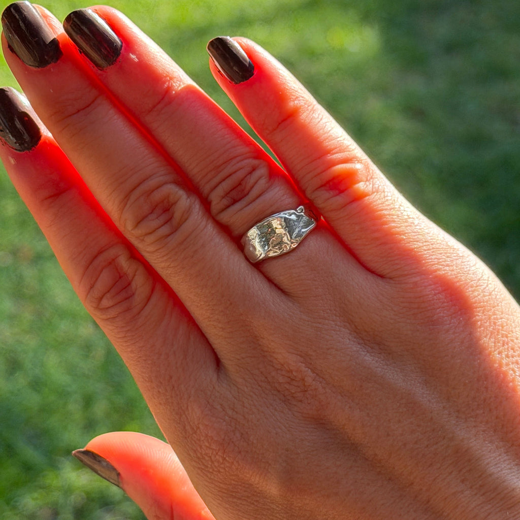 Molten Silver Ring Size L 1/2