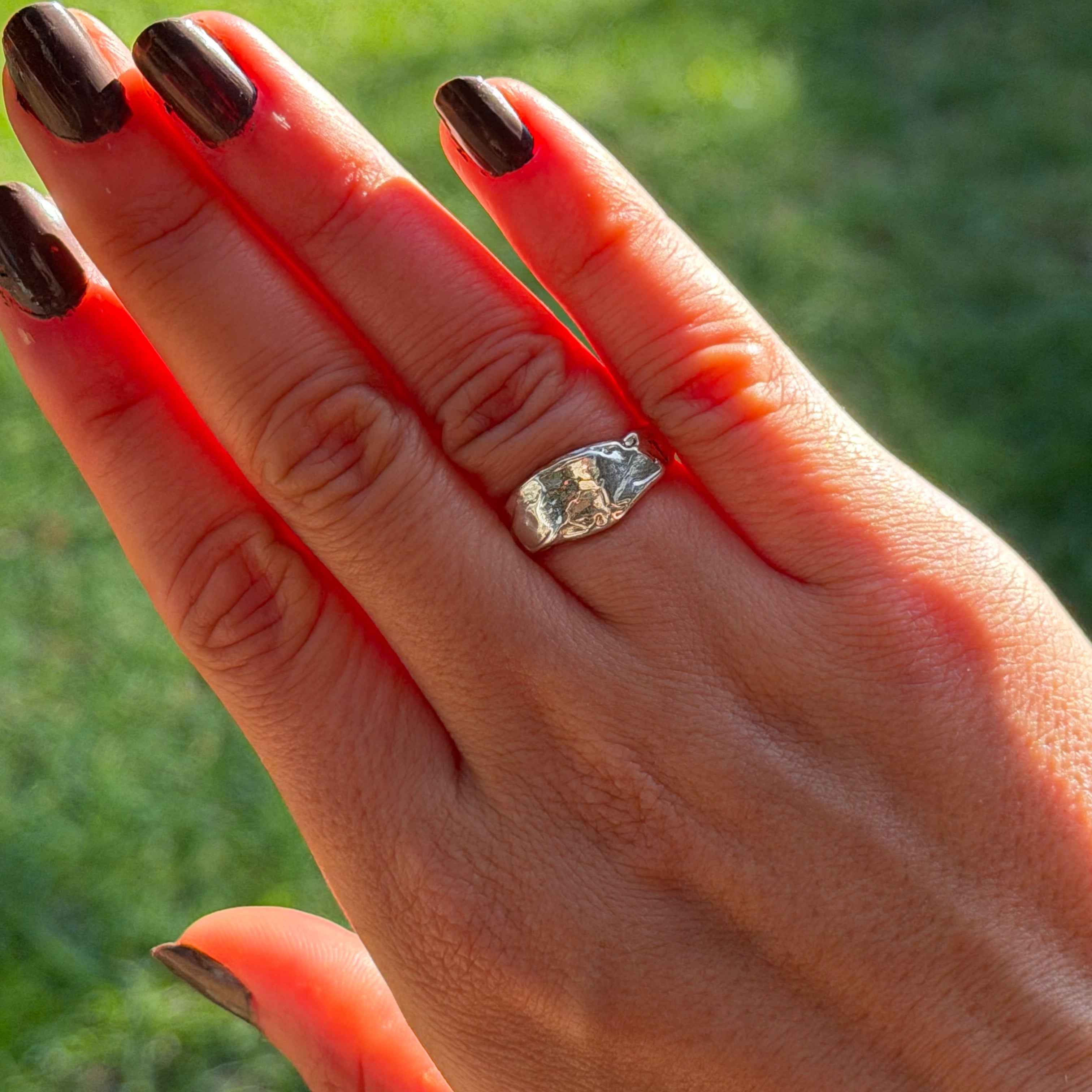Molten Silver Ring Size L 1/2