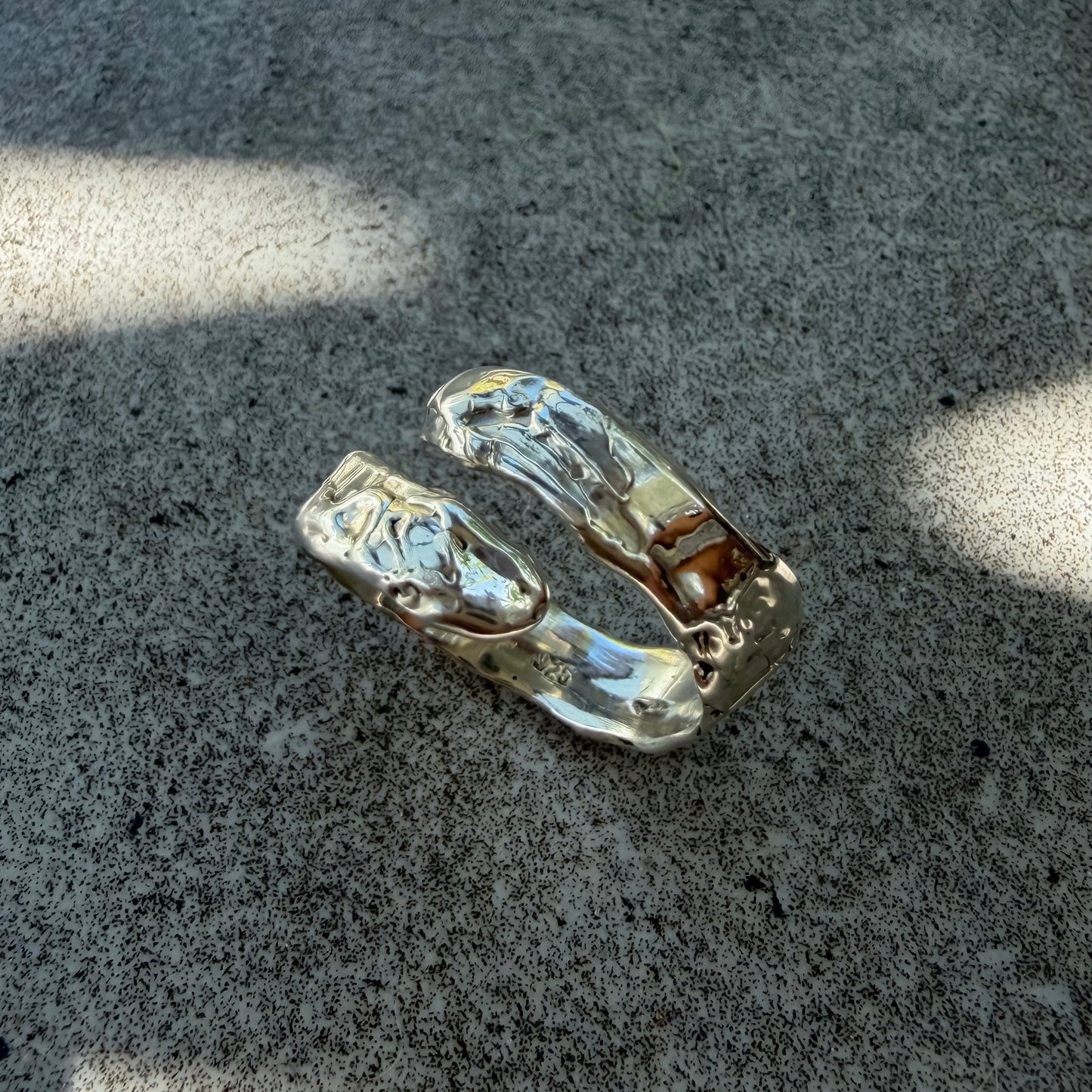 Molten Silver Twist Ring Size M 1/2
