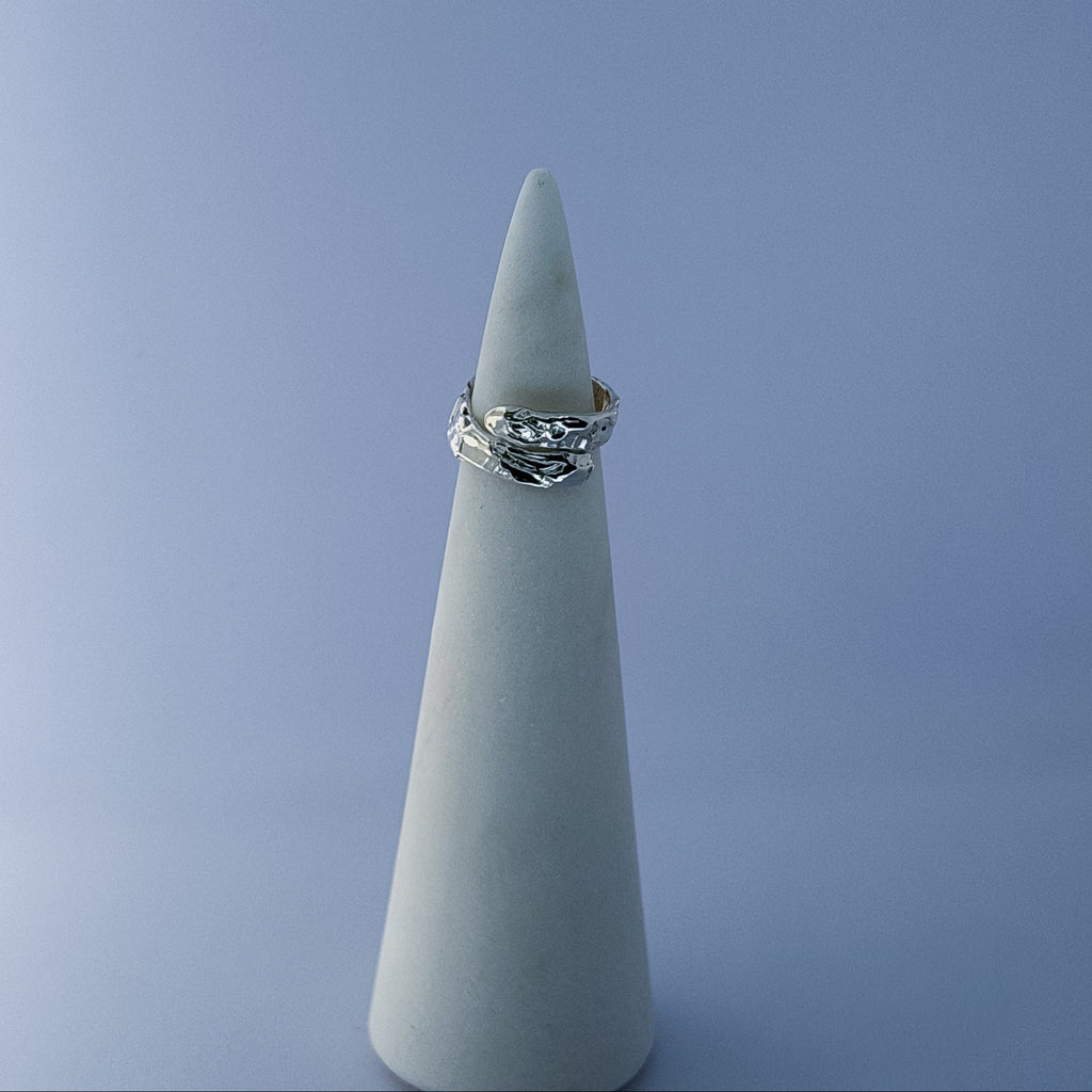 Molten Silver Twist Ring Size M 1/2