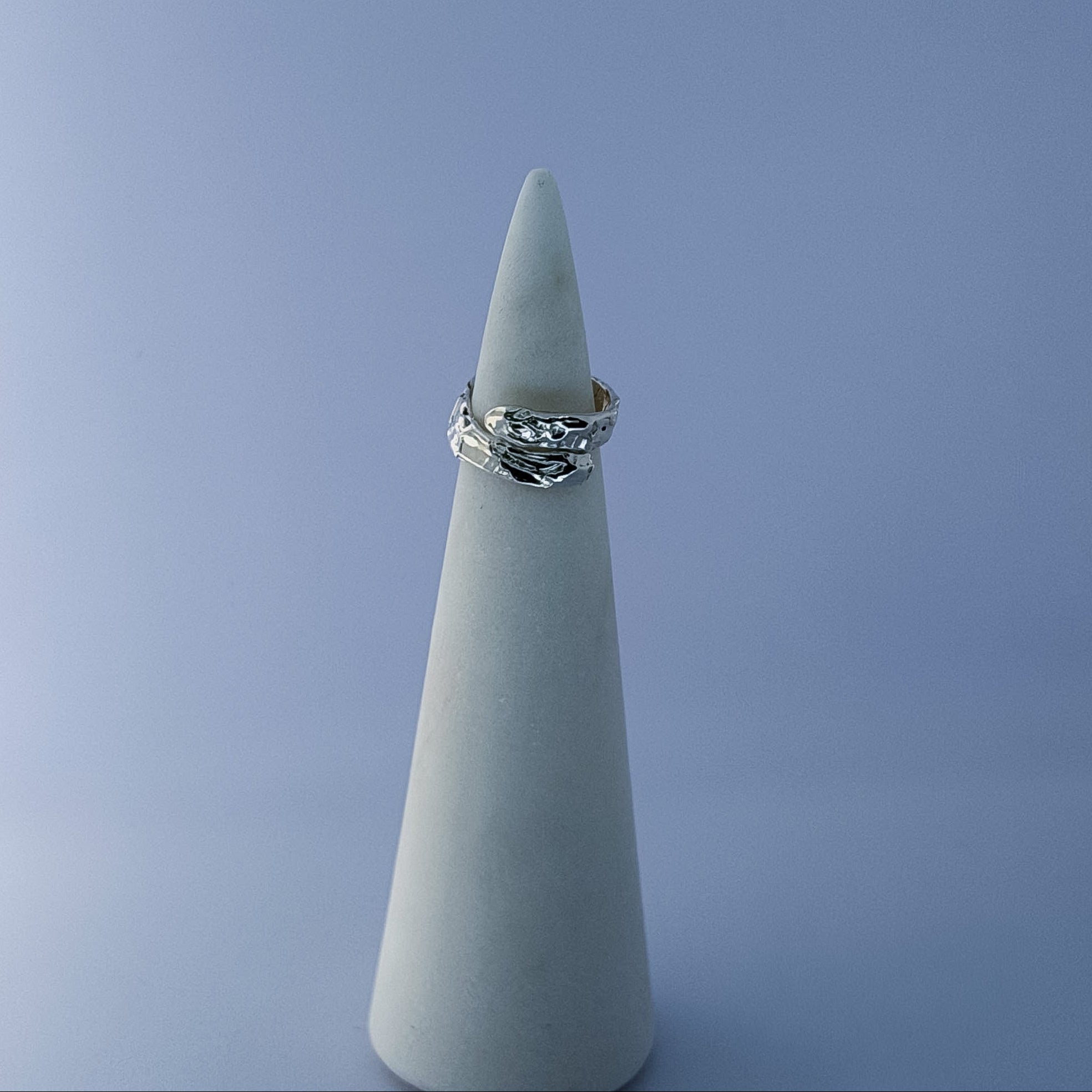 Molten Silver Twist Ring Size M 1/2